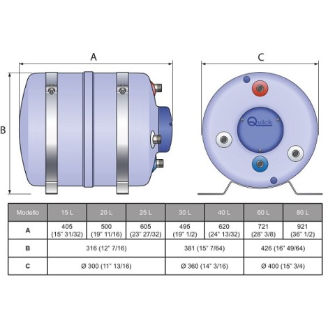 B3 boiler, 30 litres, with 1200W heat exchanger