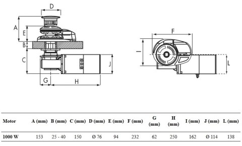 Verricello Project X2 1000W 12v catena mm.10