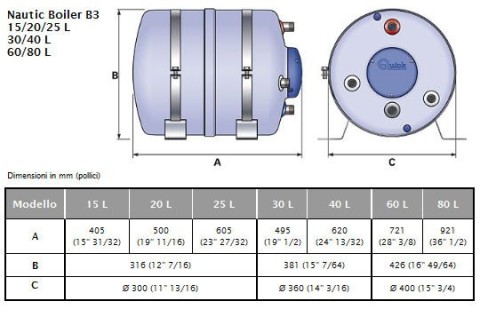 B3 boiler, 20 litres, with 1200W heat exchanger