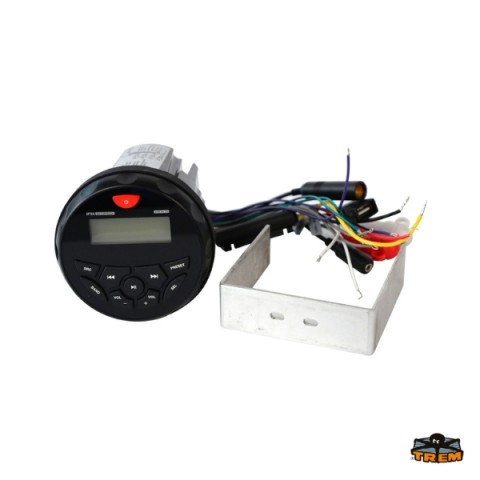 BLACK ROUND DASHBOARD MARINE STEREO