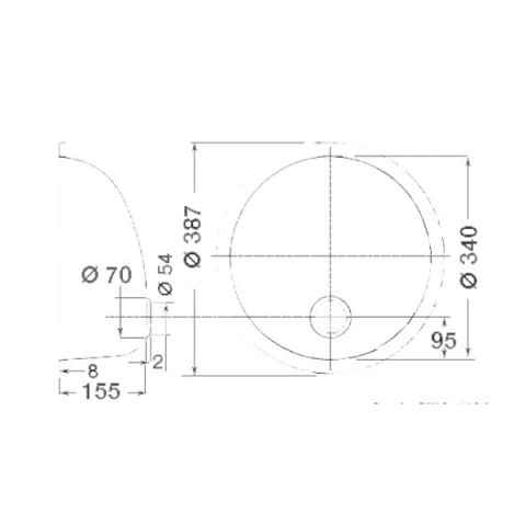 Lavello inox tondo asimmetrico 387 mm (50.186.85)