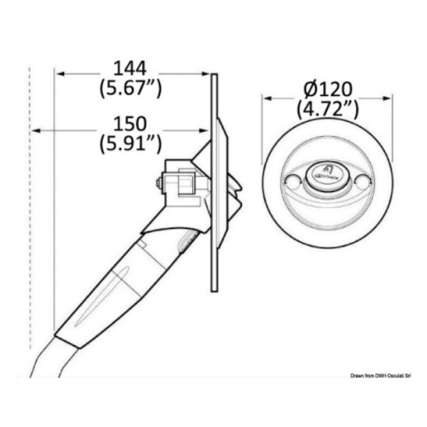 Twist hot/cold angled shower, white