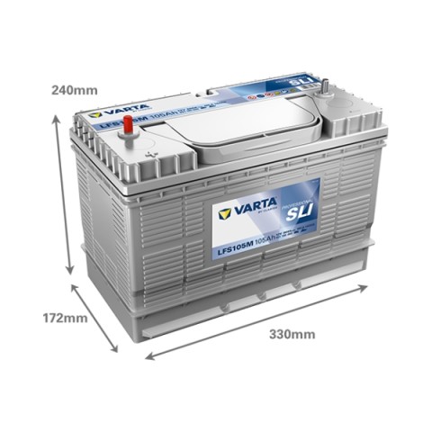 VARTA PROFESSIONAL SLI 105H BATTERY WITH M10 THREADED TERMINALS