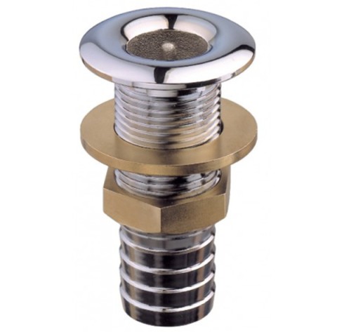 Scarico a mare ottone cromato con portagomma 1/2x18