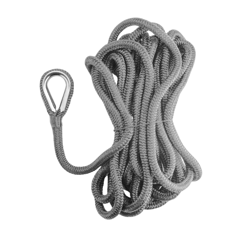 Grey mooring rope, 24 mm, 15 metres