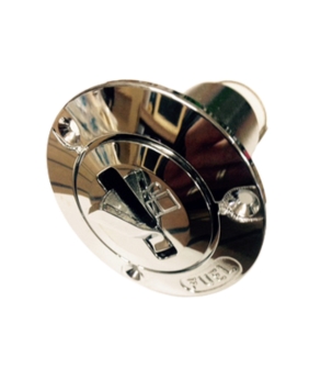Fuel filler cap with chrome-plated brass lever closure