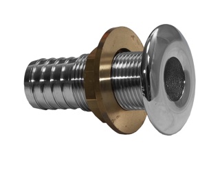 Scarico a mare ottone cromato con portagomma 1/2x18