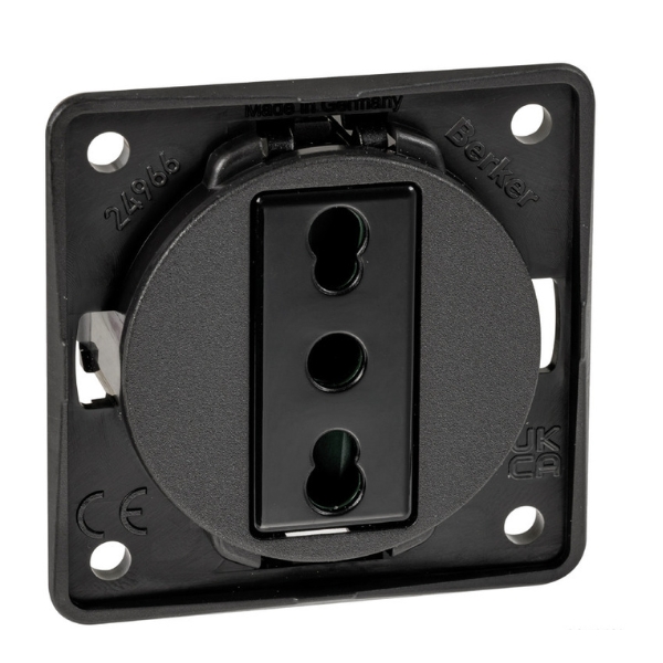 ITALIAN BLACK BERKER POWER SOCKET 14.525.01