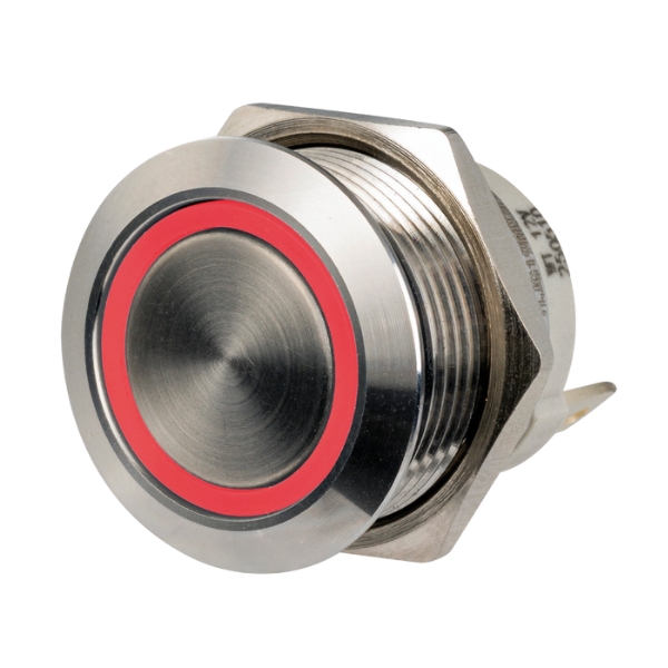 FLAT STAINLESS STEEL ON-OFF SWITCH 12/24V RED (14.315.02)
